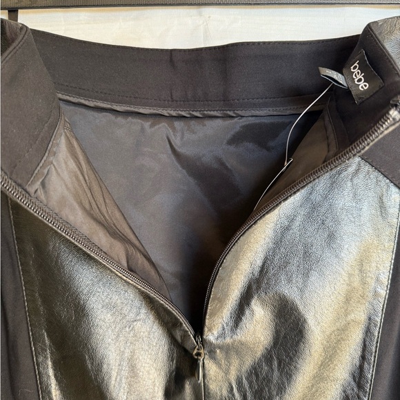 BEBE Black Leather/ fabric Pencil Skirt size 2 - Picture 5 of 13